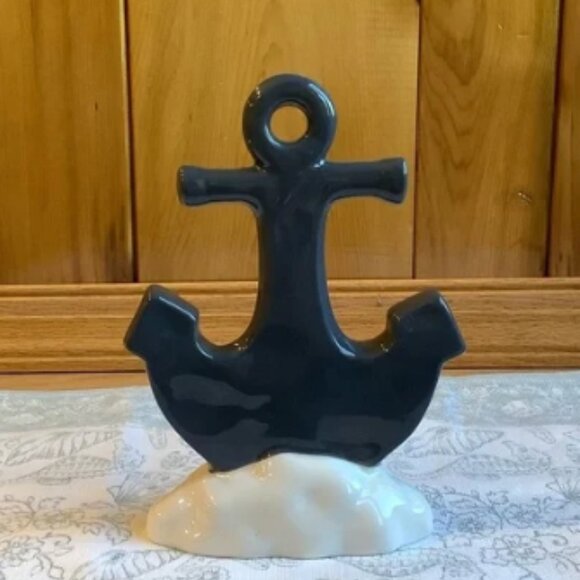 Rae Dunn Anchor Sandy Bottom 4” x 7” Navy & Cream Table Decor NWT - Picture 2 of 3